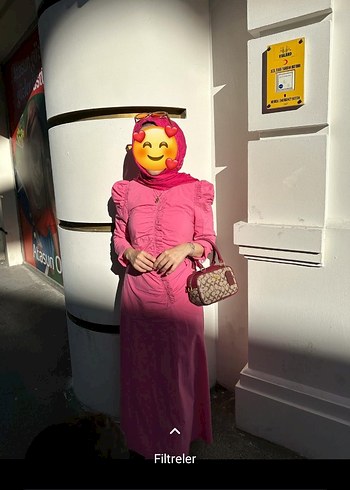 Pembe Drapeli Uzun İnce Kadın Elbise
