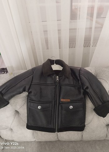 Erkek Çocuk Siyah Deri Biker Ceket