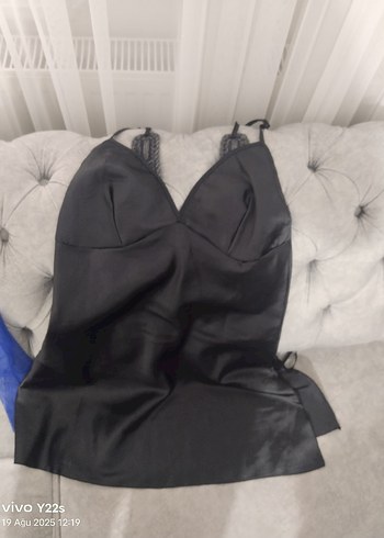 40 Beden Nakışlı Siyah Uzun Kollu Gotik Kadın Pijama