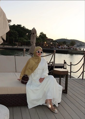 Pileli keten elbise - Görsel 3