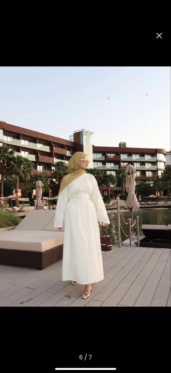 Pileli keten elbise - Görsel 5