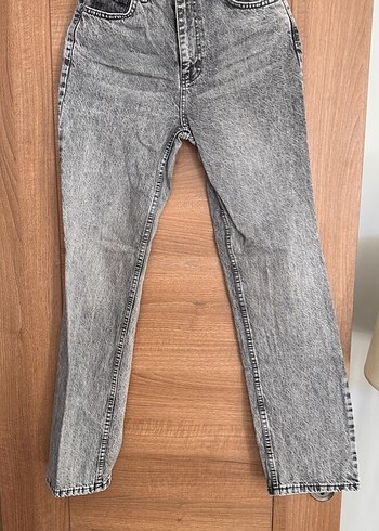 34 Beden Gri Normal Kesim Denim Kadın Jean