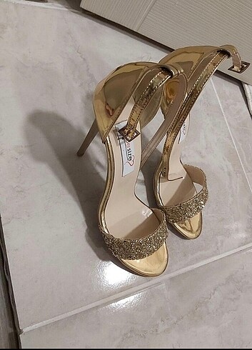 39 Beden altın Renk Payetli topuklu ayakkabı 