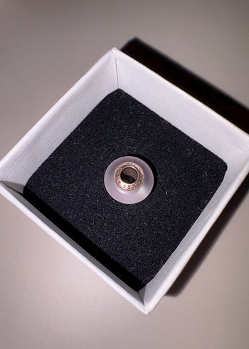 Mat Pembe Murano Cam Kalp Charm - Görsel 3