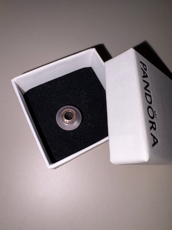 Mat Pembe Murano Cam Kalp Charm - Görsel 2