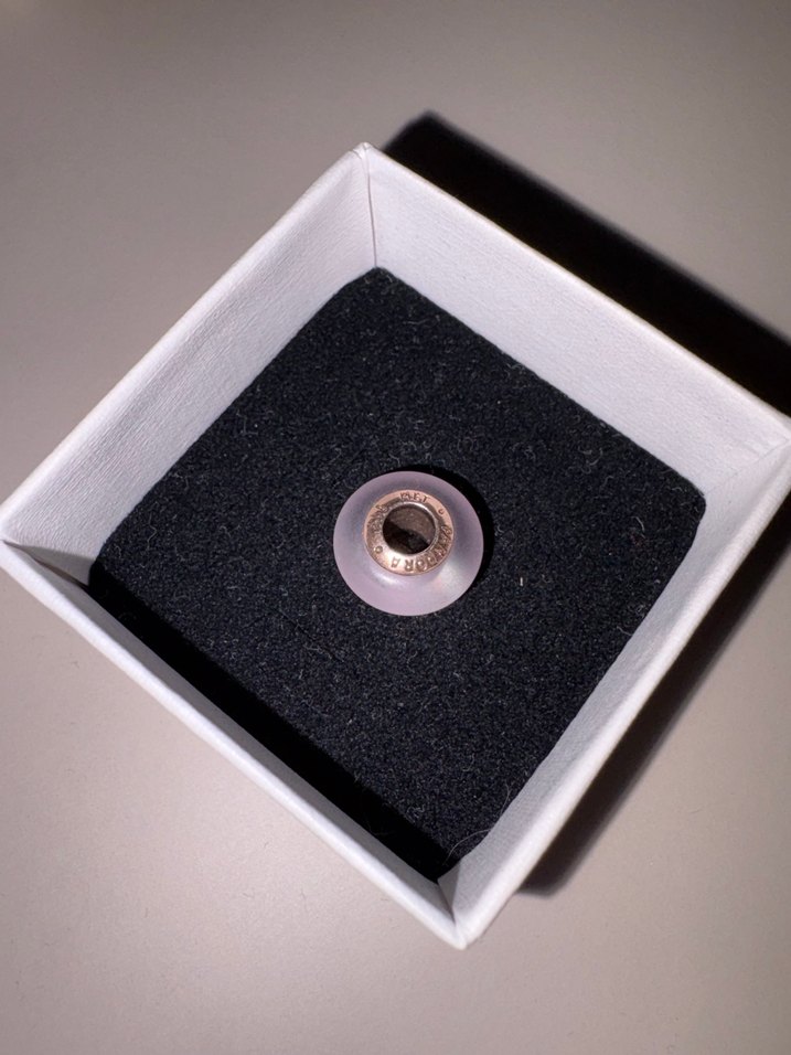 Mat Pembe Murano Cam Kalp Charm - Görsel 3