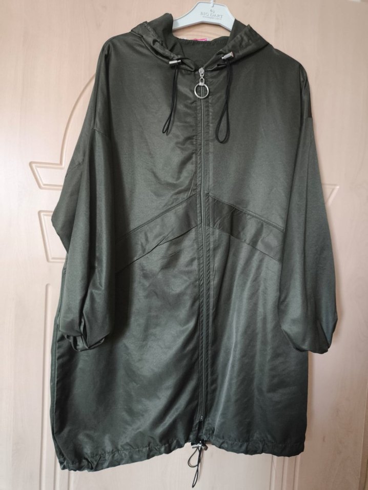 Gri Uzun Kadın Yağmurluk Kapüşonlu - Görsel 2