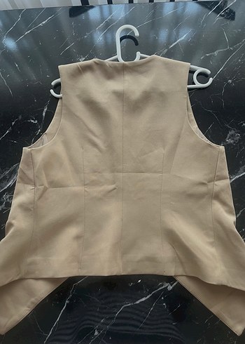 Vizon Düğmeli Kolsuz Dokuma Kadın Yelek - Görsel 3