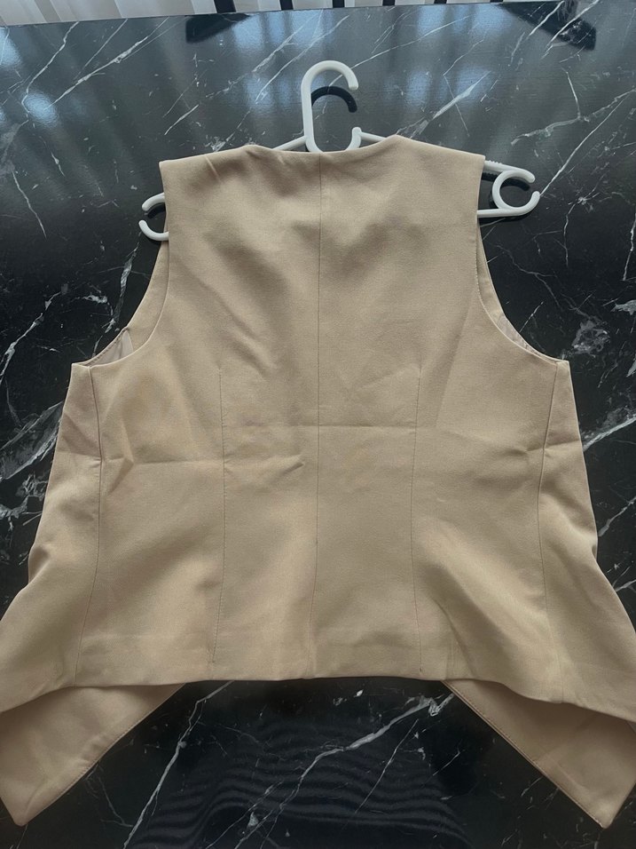 Vizon Düğmeli Kolsuz Dokuma Kadın Yelek - Görsel 3