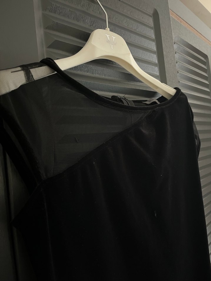 Bershka Kadife Görünümlü Mini Elbise - Görsel 4