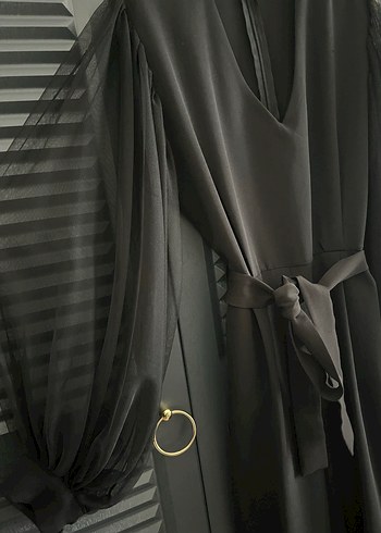 Siyah Uzun Kollu Kuşaklı Kadın Tulum - Görsel 2