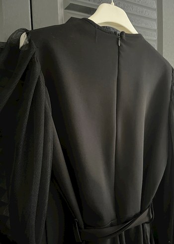 Siyah Uzun Kollu Kuşaklı Kadın Tulum - Görsel 4