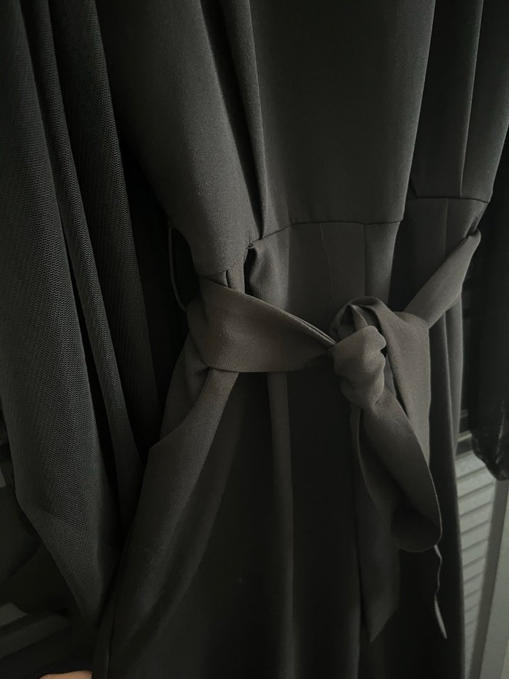 Siyah Uzun Kollu Kuşaklı Kadın Tulum - Görsel 5