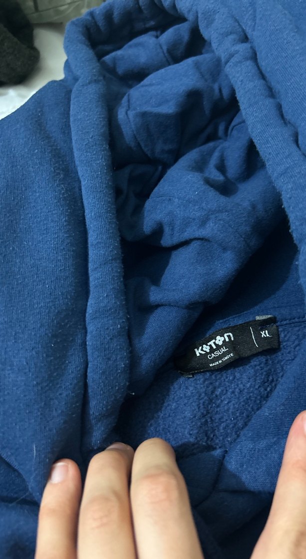 erkek Mavi Kapüşonlu Sweatshirt - Görsel 2