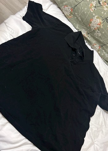 Düğmeli Siyah Erkek Keten Polo Tişört - Görsel 3