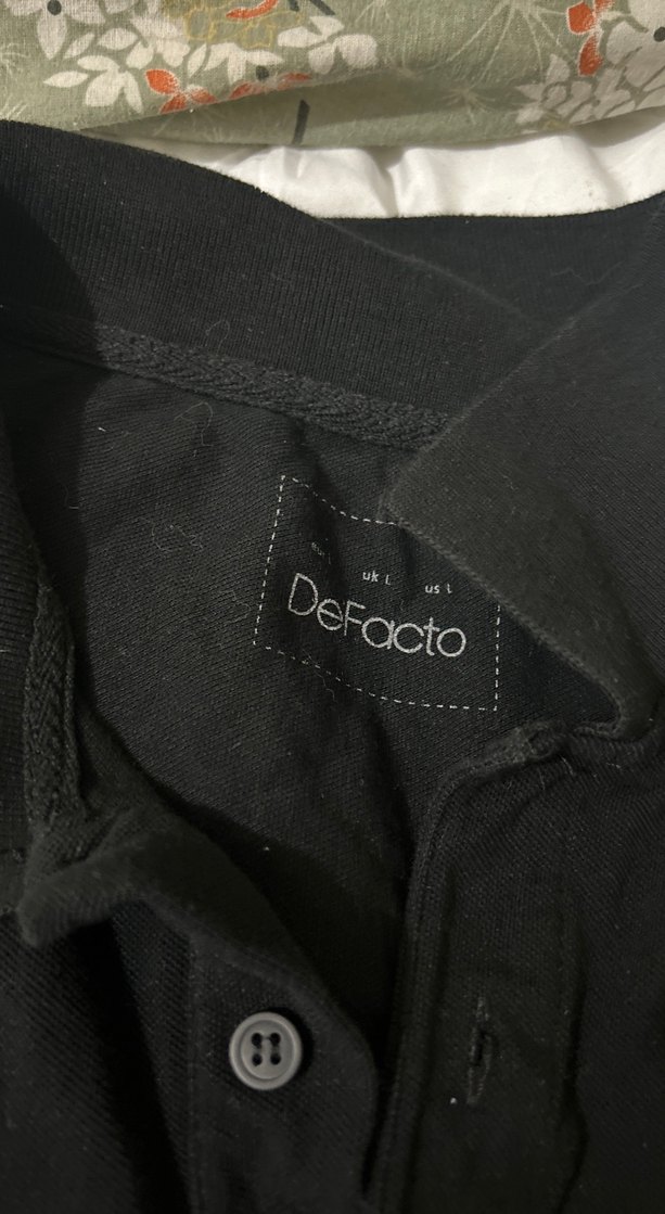 Düğmeli Siyah Erkek Keten Polo Tişört - Görsel 2