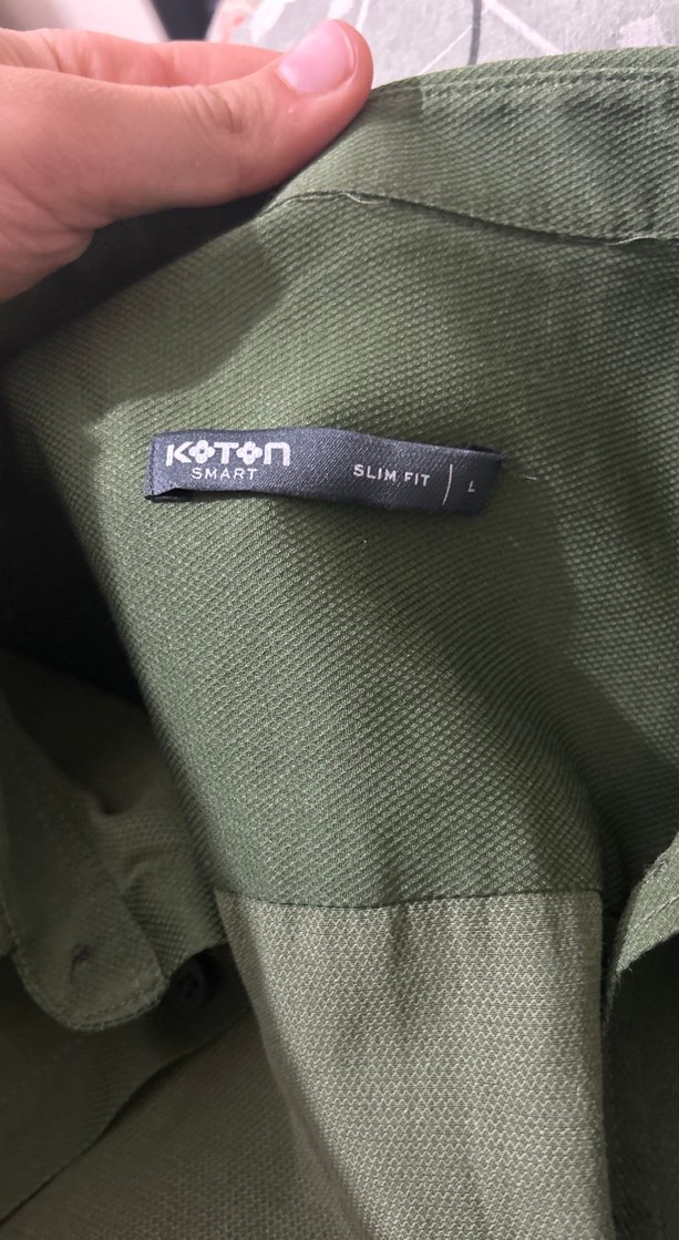 Düğmeli Keten iki adet erkek Gömlek - Haki koton - Görsel 2