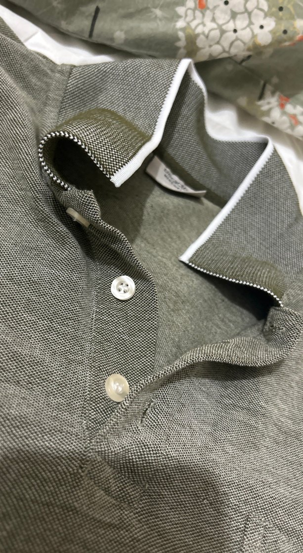 Düğmeli Gri Erkek Keten Polo Tişört - Görsel 3