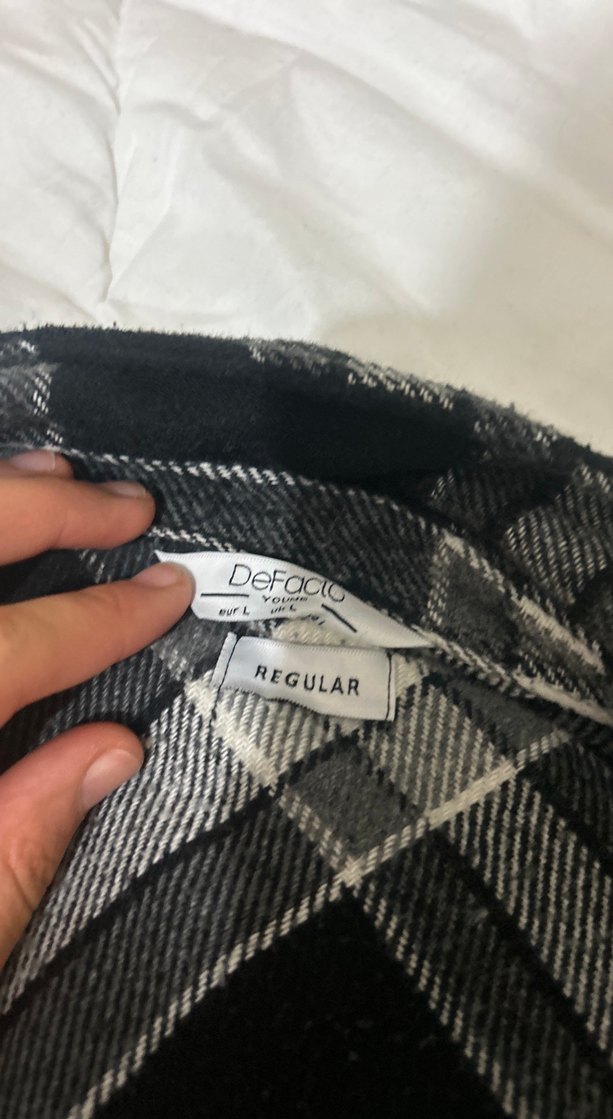 Düğmeli Ekose Gri erkek Gömlek - Görsel 3