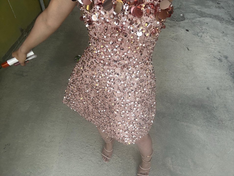 Simli Strappy Midi Abiye Elbise cengiz aktürk - Görsel 5