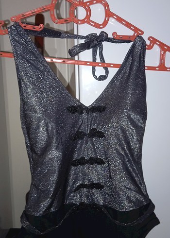 Kadın Koyu Gri Kemerli Mini Mayo - Görsel 2