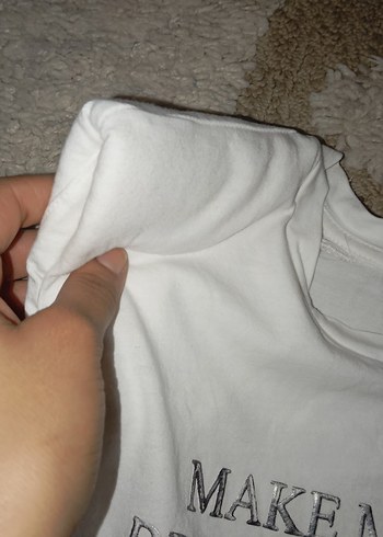 Gri Baskılı Beyaz Hamile Kolsuz Tişört - Görsel 3