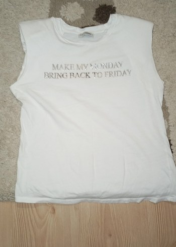 Gri Baskılı Beyaz Hamile Kolsuz Tişört - Görsel 2