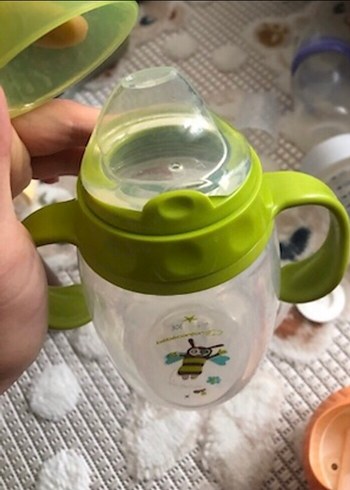 Renkli Kulplu Bebek Biberonu Yeşil - Görsel 2