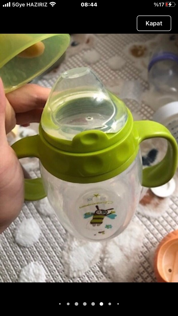 Renkli Kulplu Bebek Biberonu Yeşil - Görsel 2