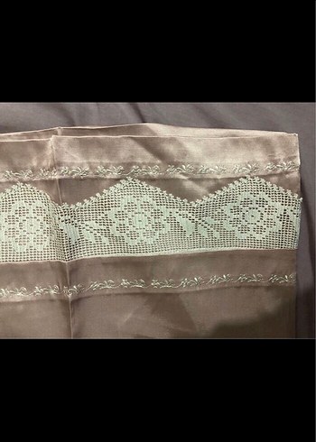 Nakışlı Bej Parlak Yatak Örtüsü - Görsel 7