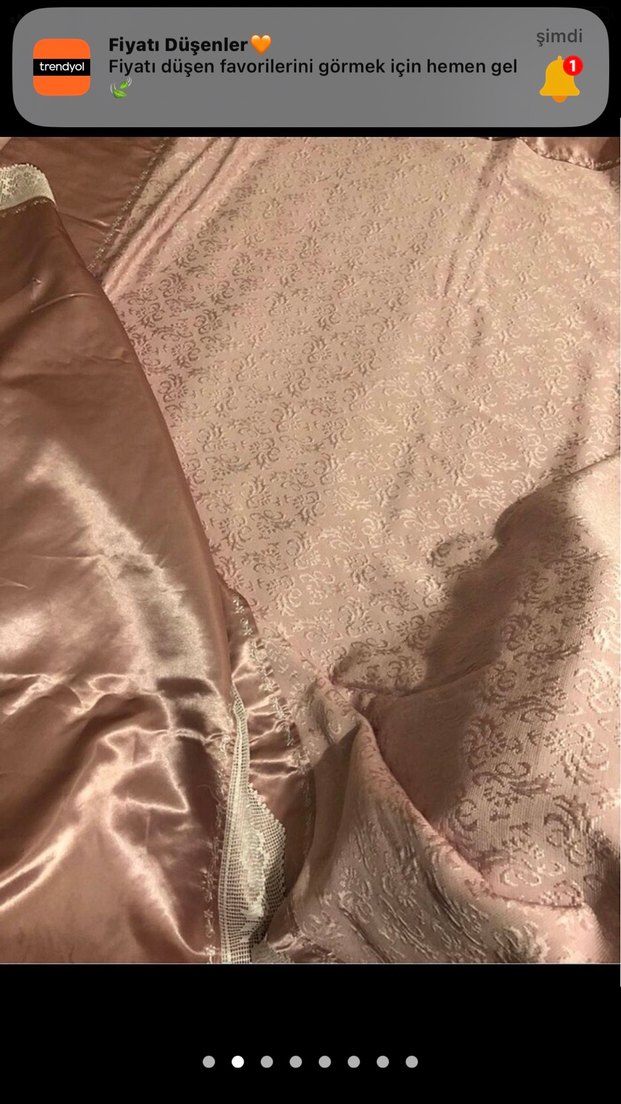 Nakışlı Bej Parlak Yatak Örtüsü - Görsel 4