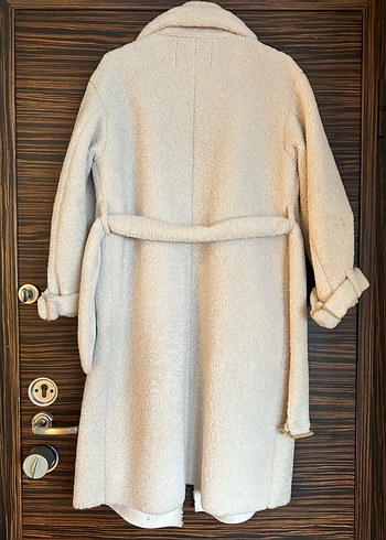 Uzun Beyaz Peluş Kadın Kaban - Görsel 4