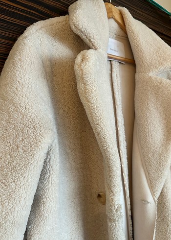 Uzun Beyaz Peluş Kadın Kaban - Görsel 3