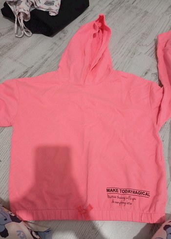 neon pembe kız çocuk sweatshirt