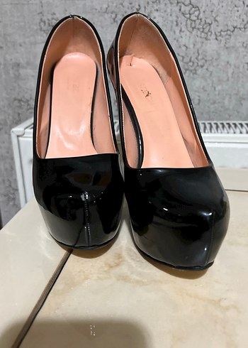 Siyah Rugan Kadın Stiletto Topuklu Ayakkabı - Görsel 2