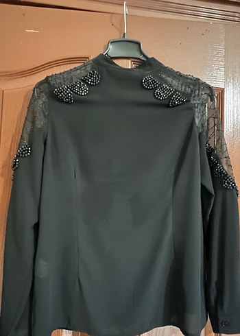 Taşlı Siyah  Kadın Gömlek - Görsel 2