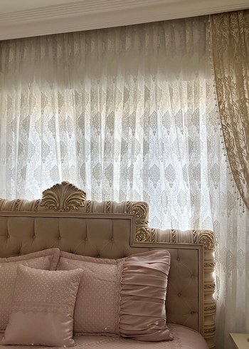 Krem tül fon perde - Görsel 2