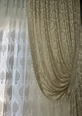 Krem tül fon perde - Görsel 3