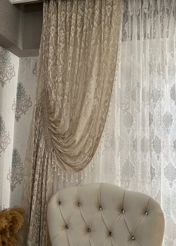 Krem tül fon perde - Görsel 4