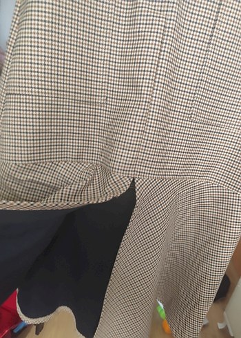 Bej Midi Önden Yırtmaçlı Kadın Etek - Görsel 4