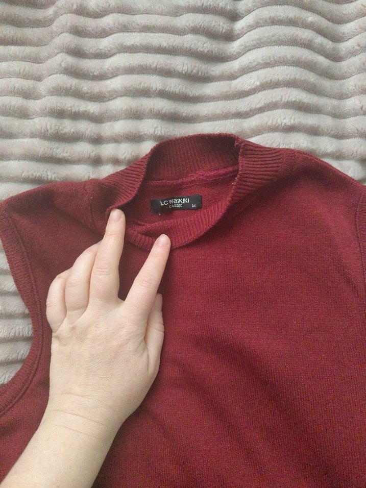 Bordo Yarım Balıkçı Yaka Kadın Triko - Görsel 3