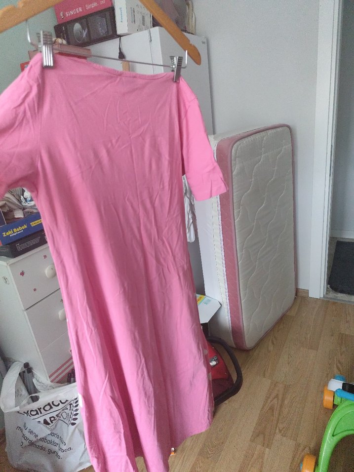 Pembe Desenli Hamile ve Emzirme Geceliği - Görsel 2