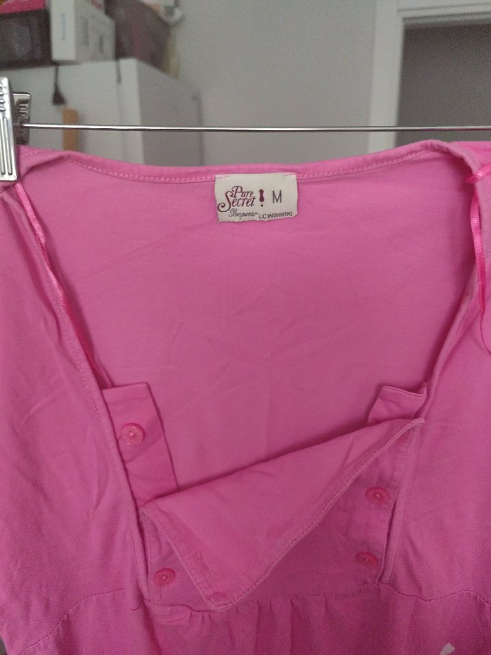 Pembe Desenli Hamile ve Emzirme Geceliği - Görsel 4