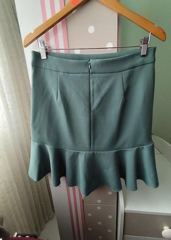 Yeşil Mini Fırfırlı Kadın Etek - Görsel 2