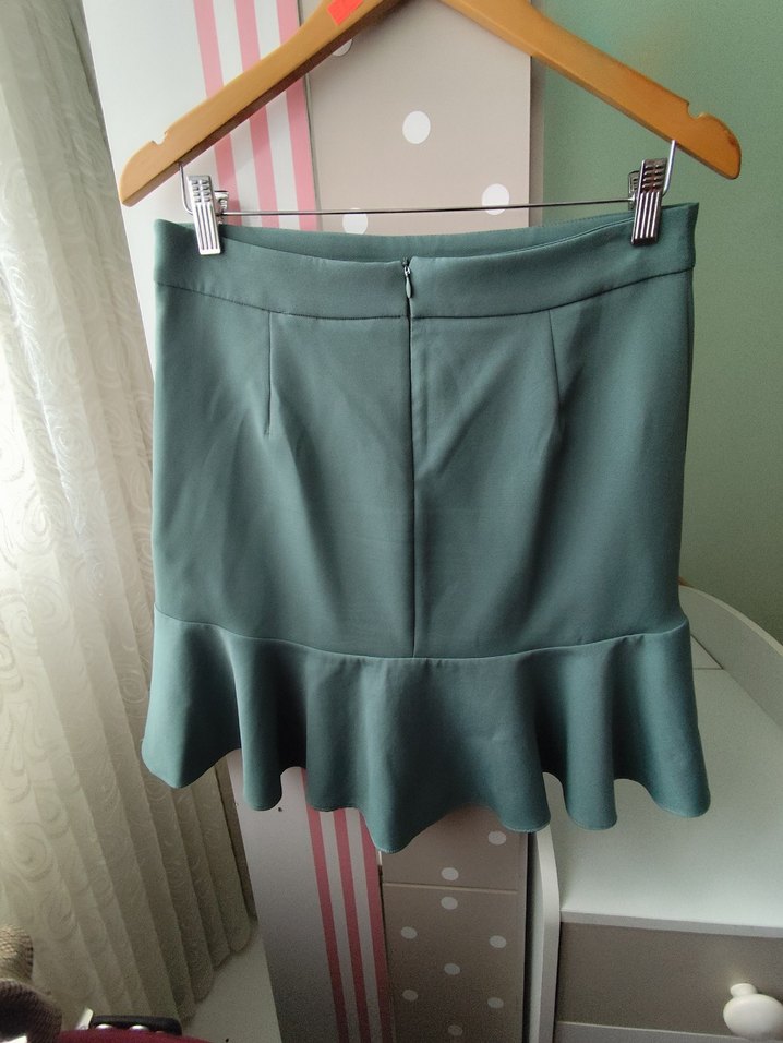 Yeşil Mini Fırfırlı Kadın Etek - Görsel 2