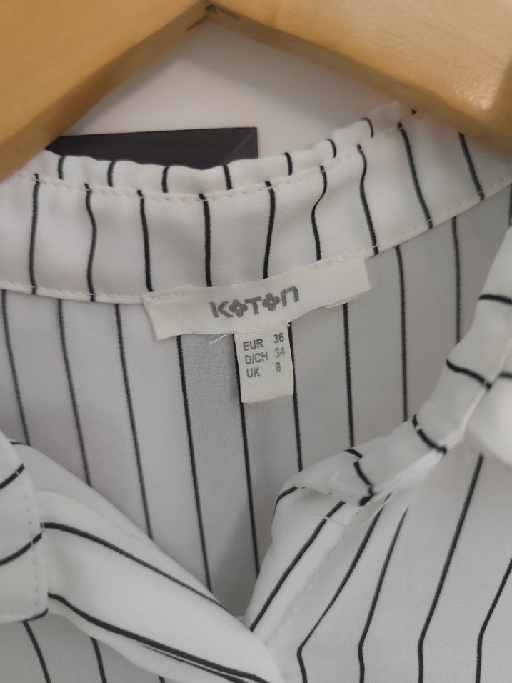 Çizgili Beyaz Kadın Gömlek - Görsel 4