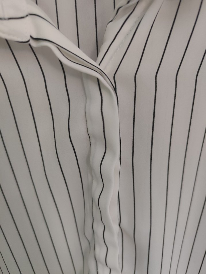 Çizgili Beyaz Kadın Gömlek - Görsel 5
