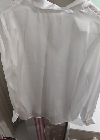 Beyaz V Yaka Uzun Kollu Gömlek - Görsel 6