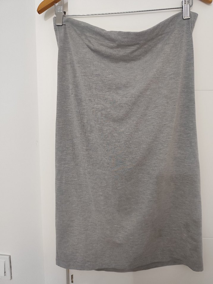 Gri Dökümlü Hamile Midi Etek - Görsel 2