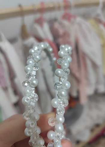 İnci Boncuklu Beyaz Taç - Görsel 4